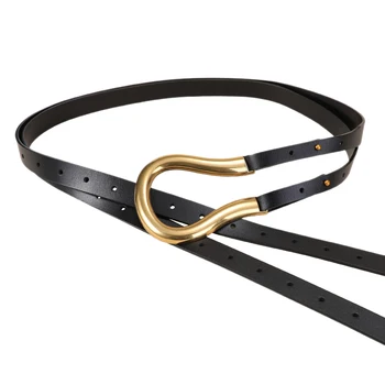 

NEW-Pu Leather Black Multicolor Long Wide Leg Belt Personality Women New Fashion Tide All-Match Autumn Winter