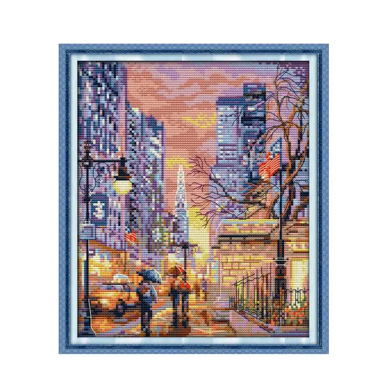 New York scenery cross stitch kit 14ct 11ct pre stamped canvas cross stitching animal embroidery DIY handmade needlework cross stitch kit