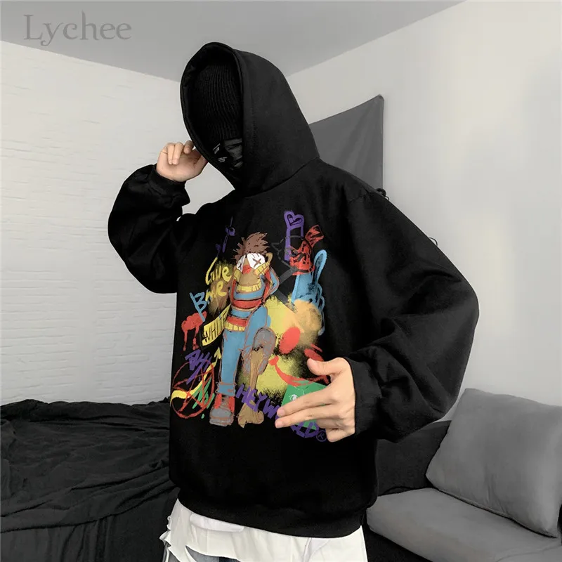 Lychee Harajuku повседневные женские флисовые толстовки пуловеры граффити женские флисовые толстовки с капюшоном весенние осенние дамские свитшоты