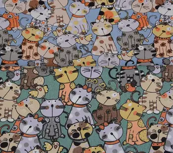 

2 Colors Many Cats Printed Canvas Cloth Cotton Fabric Textile Collection For DIY Bag Pencil Bag Cushion Cover