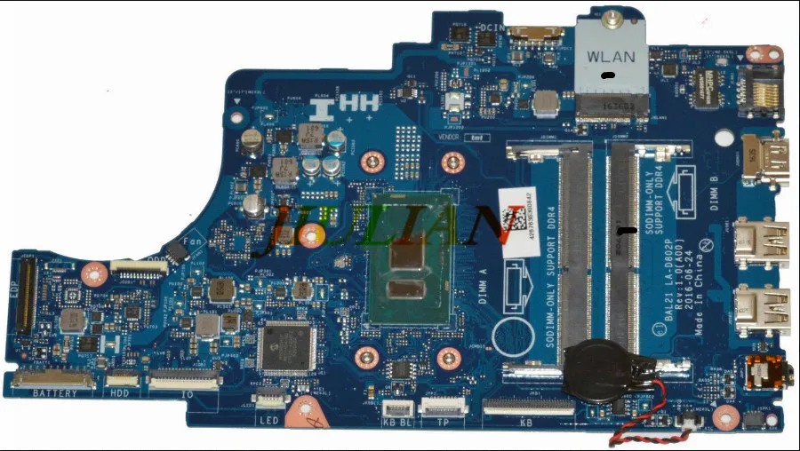 DG5G3 для Dell Inspiron 5567 5767 материнская плата ноутбука BAL20 LA-D802P w/ i5-7200U 2 5 GHz CPU 0DG5G3 CN-0DG5G3 |