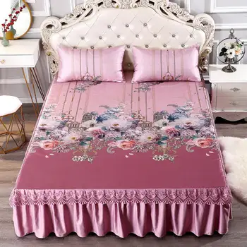 

AsyPets 3Pcs/Set Summer Sleeping Mat+Pillowcase Set Washable Lace Bed Skirt Pillow Cover