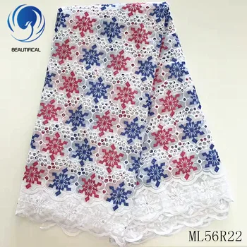 

BEAUTIFICAL Nigerian lace fabrics 2020 New design embroidery voile lace fabric african punch cotton lace for dress ML56R22