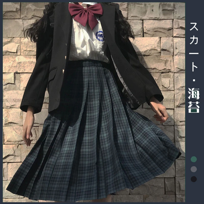 [Sandwich seaweed] Student JK Uniform Long Plaid Skirt Genuine Premium Grade Preppy Style Skirt Full set Autumn Winter Suits japanese school uniform japanese schoolgirl skirt