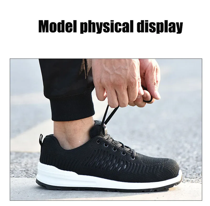 Indestructible Men's Steel toe cap puncture safety shoes breathable PU solid bottom Construction work sneakers