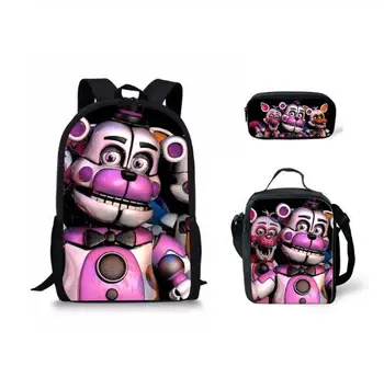 

Fashion 3PCs/Set Kids Book Bags Set Five Nights At Freddys Design Primary Students School Backpack Mochila Children School Bags