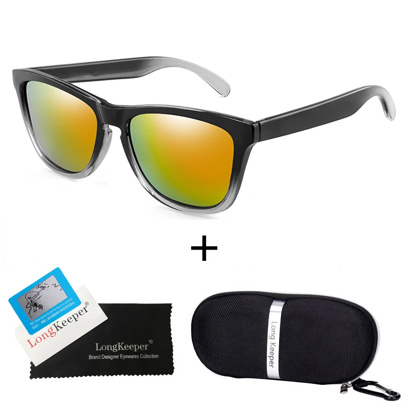 Brand Designer Polarized Sunglasses Men Women Driving Square Frame Sun Glasses Male Shades Coating Mirror Female Gafas With Case - Цвет линз: Black Grey Orange