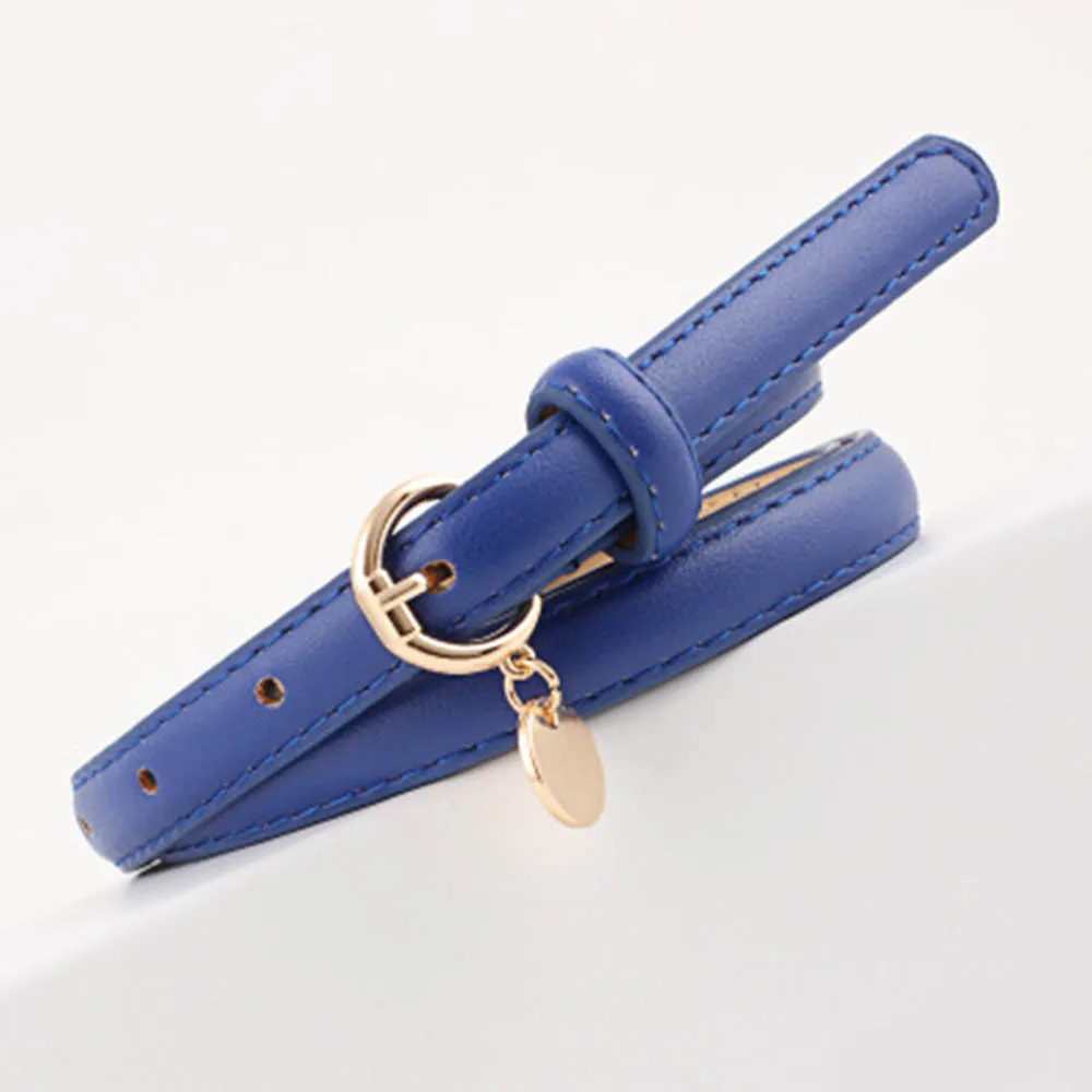 Blue Модные женские ремни, подвеска для отдыха, тонкий кожаный тонкий конфетных цветов, тонкий пояс, регулируемый ремень для платья - Цвет: Blue