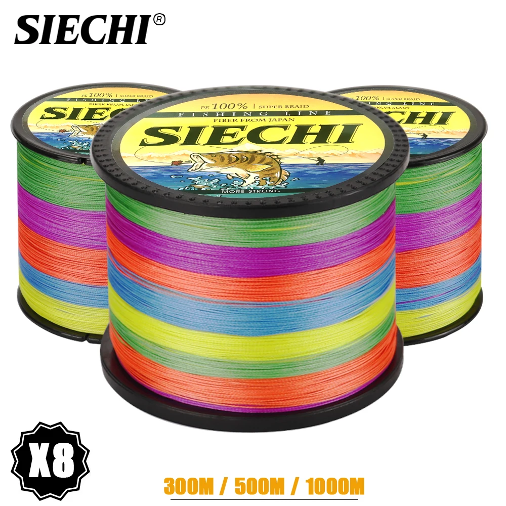

SIECHI 100% PE Braided Fishing Line Multicolor linha multifilamento Fishing Cord 8 Strands 300M 500M 1000M Saltwater Fishing
