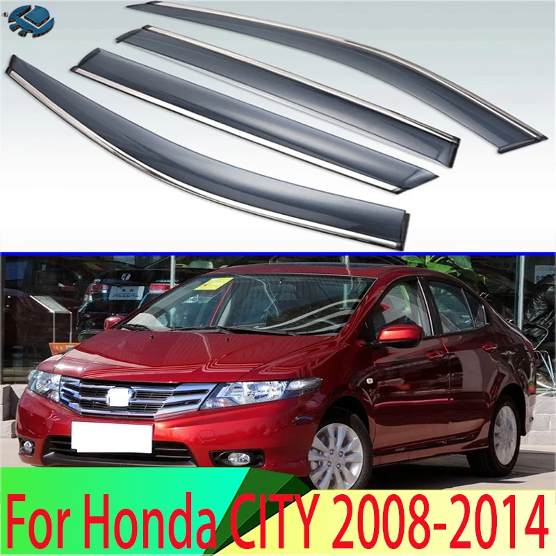 4 шт. пластиковые наружные дефлекторы для окна Honda CITY 5 поколения (GM2/GM3) 2008-2014 |