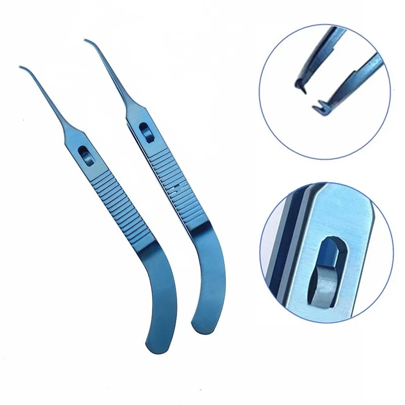 

Титановый офтальмологический инструмент для фиксации гельвестона, хирургический инструмент для глаз, изогнутые фиксированные щипцы