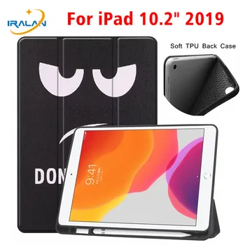 

Case for iPad 10.2 7th Generation With Pencil Holder Folio Cover for Apple iPad 10.2 2019 A2198 A2200 A2232 Protective Case+Film