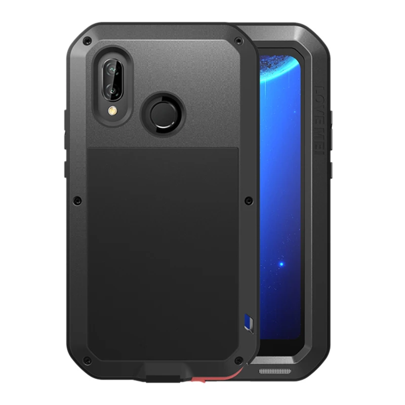 

New LoveMei Outdoor Heavy Duty Waterproof Shockproof Dust/Dirt Proof Hybrid Silicone Aluminum Metal Case for Huawei P20 Lite Tem