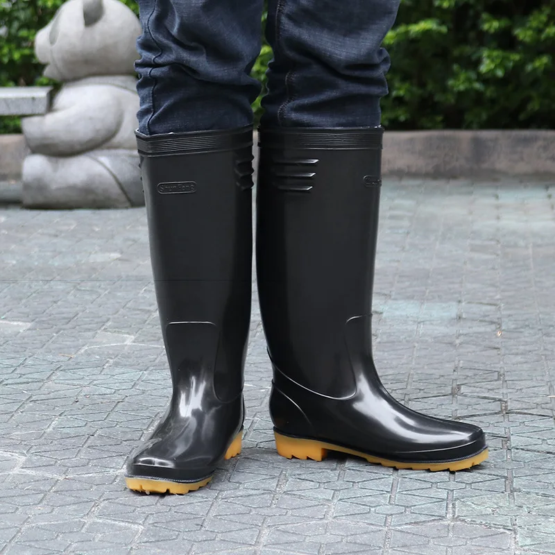 Bottes Jardin Sécurité Bottines De Pluie En Caoutchouc Homme - Antidérapantes - Jardin, Chasse, Travail (Noir) Bottes Pluie Noires