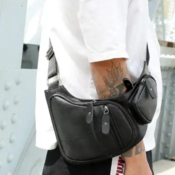 

2020 Men Chest Vintage Sport Faux Leather Zipper Waist Chest Bag Anti-theft Pouch Christmas Gifts free shipping