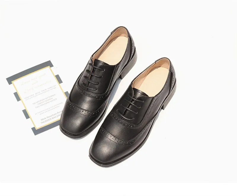 Handmade Big Size 32-42 Women Oxfords Shoes Vintage Genuine Leather Brogues Oxford Shoes For Woman British Carved Ladies Oxfords (34)
