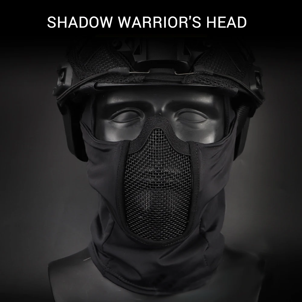 

Breathable Army Fan Tactical Head Cover Steel Mesh Polyester Wicking Light Half Face Mask Motorcycle Hunting Outdoor Mask