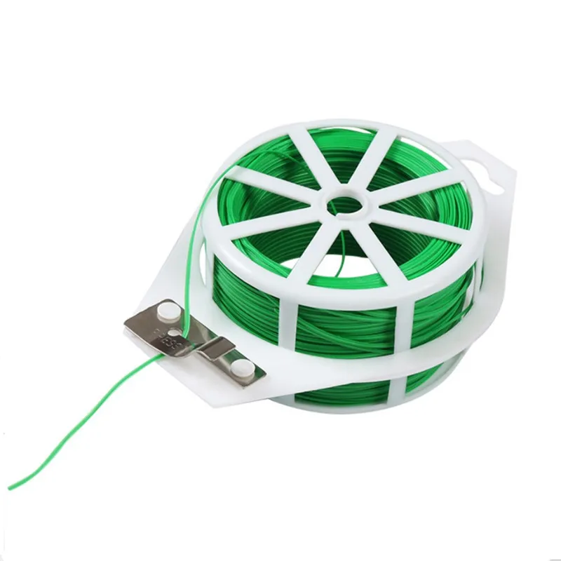 

30M/50M Plant Twist Tie with Cutter Sturdy Green Coated Wire for Gardening Home Office Reusable Wire Cable with Slicer