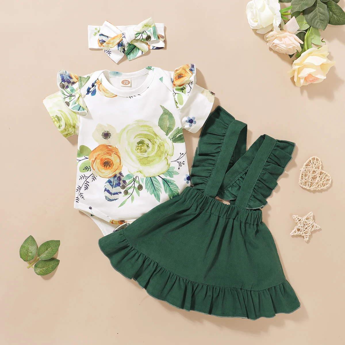 Short Sleeve Baby Girl Summer Clothes Floral Infant Girl Clothes Ruffled Newborn Baby Girl Clothes Baby Outfit for New Born 0 3 best Baby Clothing Set Baby Clothing Set