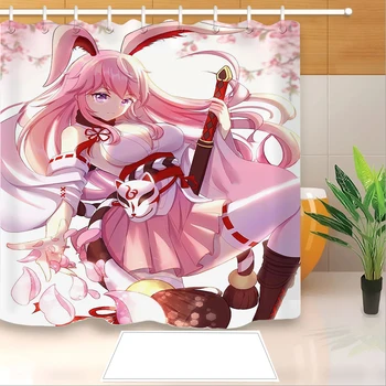 

High Quality Anime Yae Sakura 3D Printed Shower Curtains Bath Products Bathroom Decor with Hooks Waterproof 12