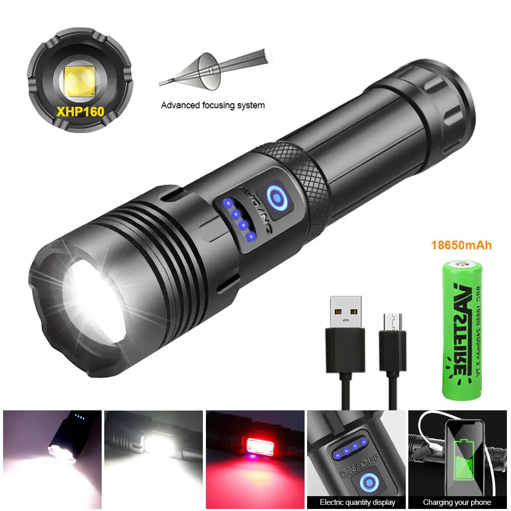 5X Tactical LED Flashlight Zoom 5 Modes Light L2 Police Torch /Battery  /Charger