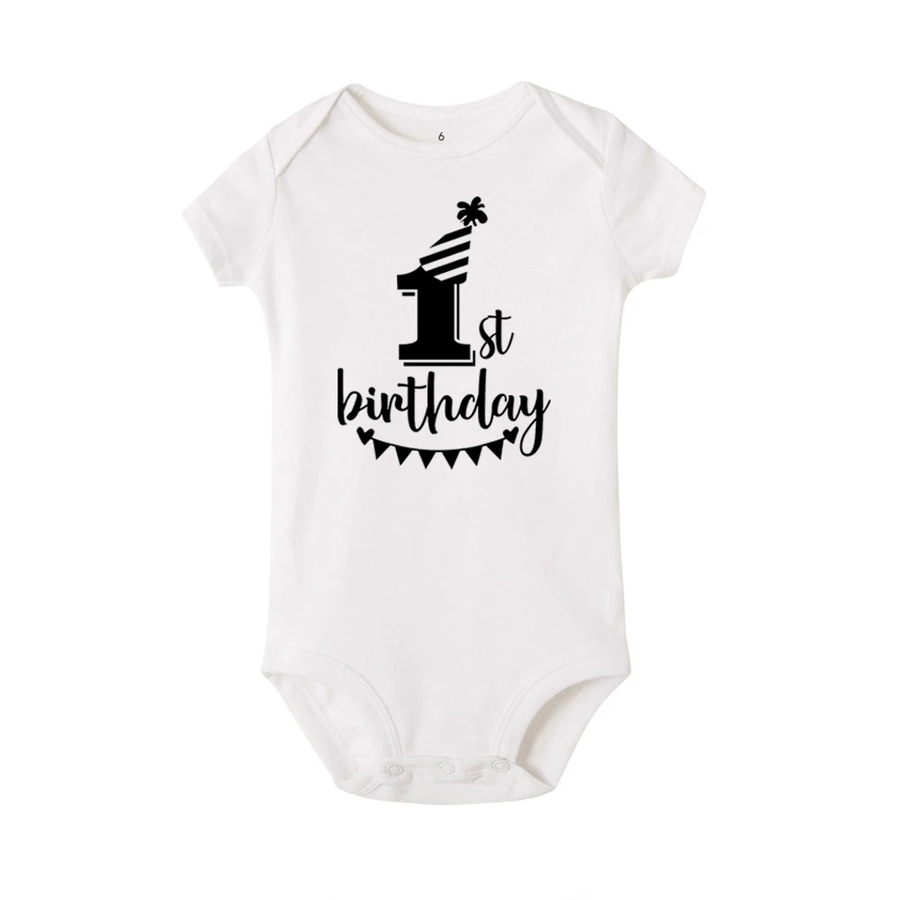 My 1st Birthday Newborn Baby Summer Romper Infant Body Toddler Short Sleeve Jumpsuit Baby Birthday Party Outfit Boy Girl Clothes 3