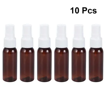 

10pcs 30ml Spray Bottles Plastic Empty Refillable Atomiser Cosmetic Bottles Travel Bottles (Brown)