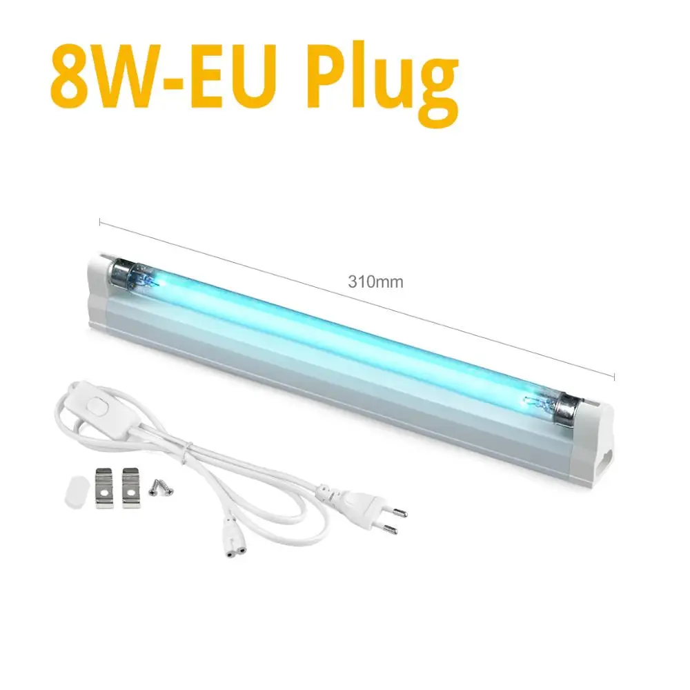 8W with EU Plug T5 светодиодный ультрафиолетовый кварцевый линейный светильник для дезинфекции лампочка для стерилизации озона черные лампы бактерицидная лампа с евро вилкой - Мощность в ваттах: 8W with EU Plug