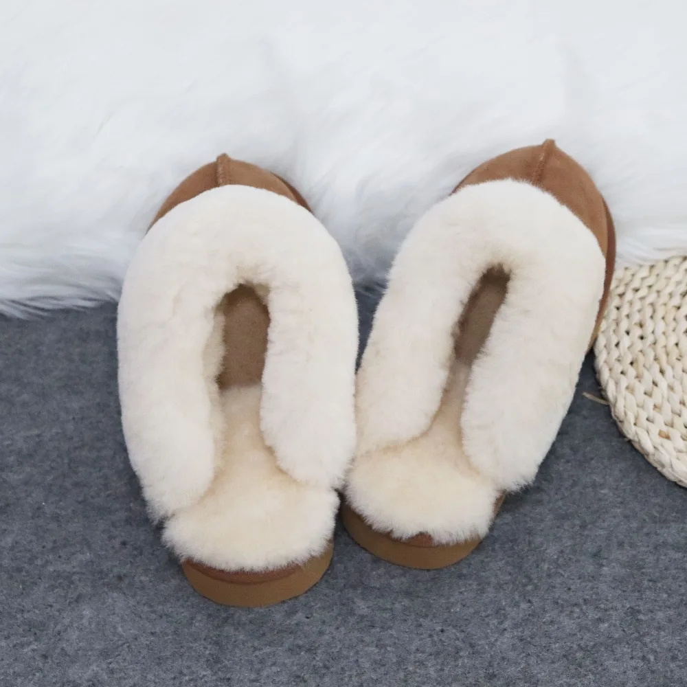 2023 New Natural Sheepskin Fur Slippers Female Winter Slippers Women Warm Indoor Slippers Soft Wool Lady Home Slippers