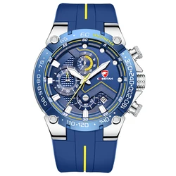 Cheetah Men's Luxury Waterproof Sports Chronograph Watch (Silver Blue)