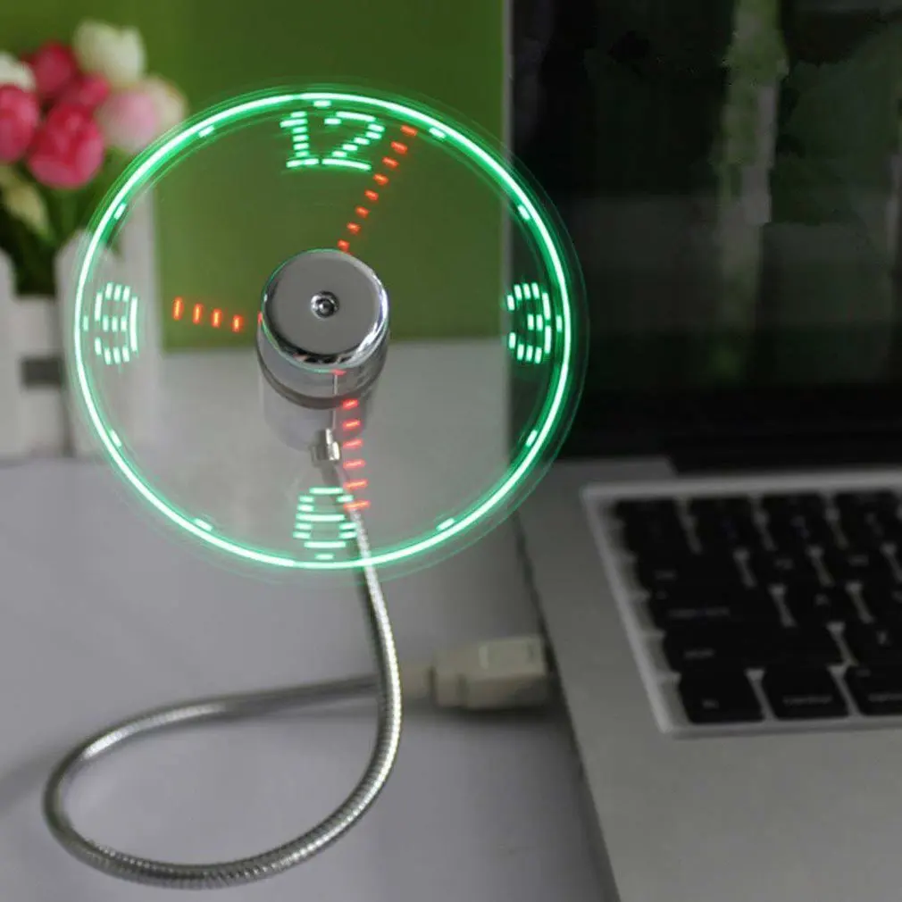 Ручной мини USB вентилятор портативный гаджеты гибкий гусиная шея светодиодный часы Прохладный для ноутбука ПК ноутбук в режиме реального времени дисплей прочный регулируемый