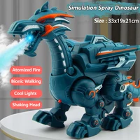 Electric Simulation Atomize Fire Dinoasur Bionic Walking Shaking Head Water Spray Cool Light Children Educational Puzzle Toys 1