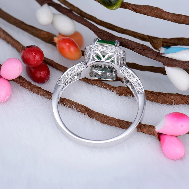 LOVERJEWELRY Женское Обручальное изумрудная огранка 5x7 мм, однотонное Белое золото 14 к, Подлинные Бриллианты, кольцо с натуральным изумрудом, хорошее ювелирное изделие