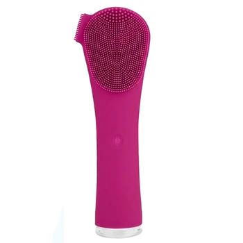 

Electric Facial Cleansing Brush Waterproof Silicone Sonic Face Brush Handheld Cleaning Device Rechargeable Pore Cleaner,Rose Red