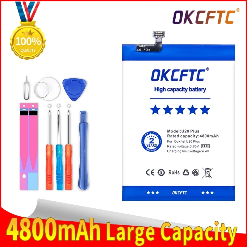 

OKCFTC 100% Original Oukitel U20 Plus Battery High Capacity 4800mAh Battery Backup Replacement for Oukitel U20 Plus Smart Phone