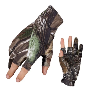 Camo Fishing Gloves Anti-Slip 3 Fingers Cut 1
