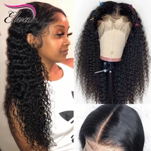 Предварительно выщипанные кружевные передние человеческие волосы парики для женщин кудрявые кружевные передние парики с волосами младенца отбеленные узлы 13x6 Elva волосы Remy парик шнурка