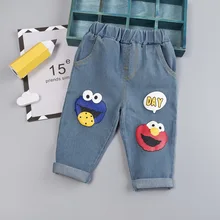 Модные джинсы для мальчиков осенние повседневные штаны с героями мультфильмов для маленьких мальчиков, детская одежда джинсовые брюки Одежда для детей возрастом от 1 года до 4 лет