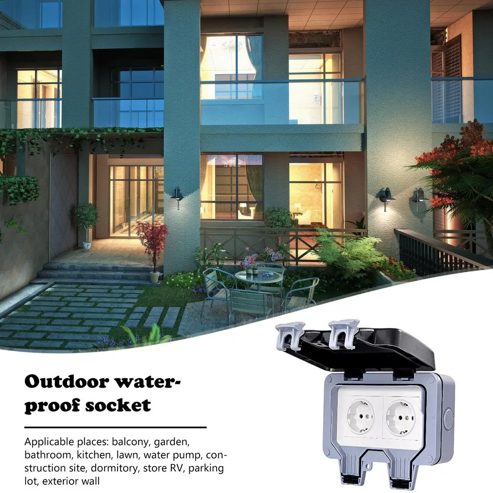 

IP66 EU Outdoor Waterproof Socket Box Outdoor Waterproof Wall Switch Socket Bathroom Waterproof Wall Switch Socket