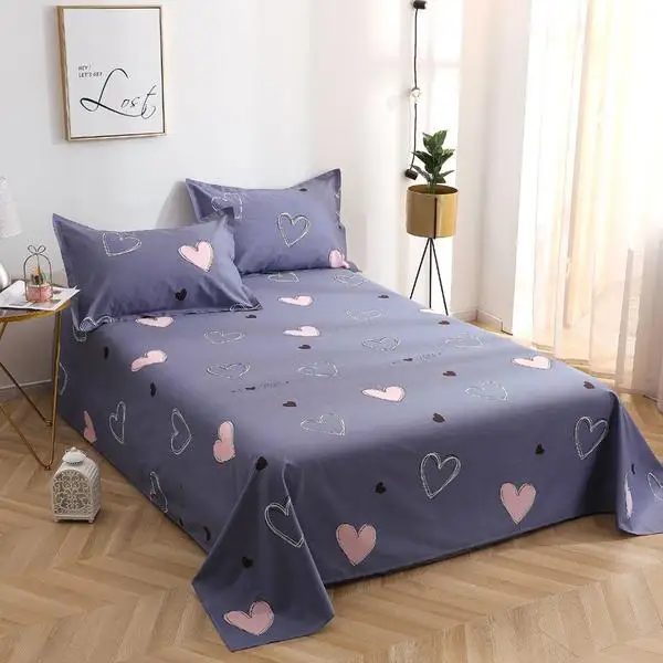 

Cotton Bed Sheet Pillowcase Set Bed Linen King Full Queen Twin Size Flat Sheet Kids Adult Printed Bedspread Sabanas wholesale