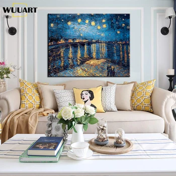 

Hand Painted Abstract Oil Painting Vincent Van Gogh Seine Starry Night Painting On Canvas decorative paintings for room unframed