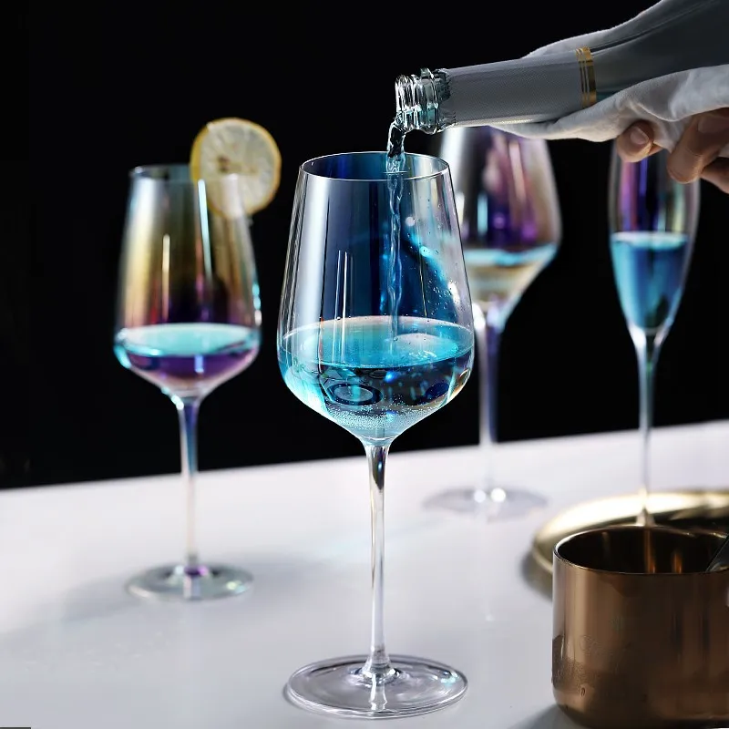 Colorful Wine Cup Nordic Creative Tall Diagonal Rainbow Crystal Glass Bar Home Whiskey Vodka Champagne Glass Drinking
