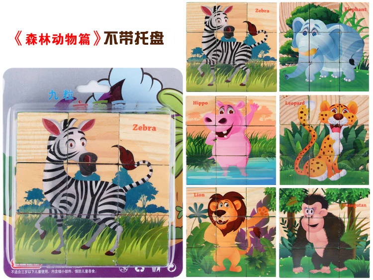 Zeszijdige houten puzzel 3D-puzzel bouwstenen kinderen vroeg onderwijs spelgoed educatief spelgoed baby kinderen geschenken - Цвет: 10