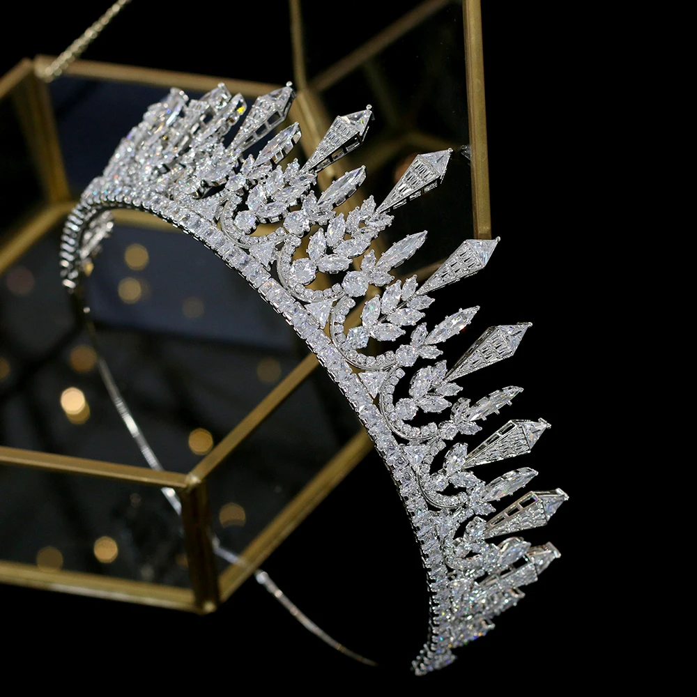 ASNORA 2020 new tiaras wedding hair accessories 3A zirconia unique bridal crown wedding jewelry hair accessories