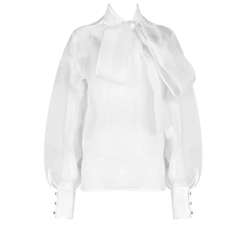 

2020 hot style woman Chiffon shirt solid sexy girl white Chiffon shirt 795
