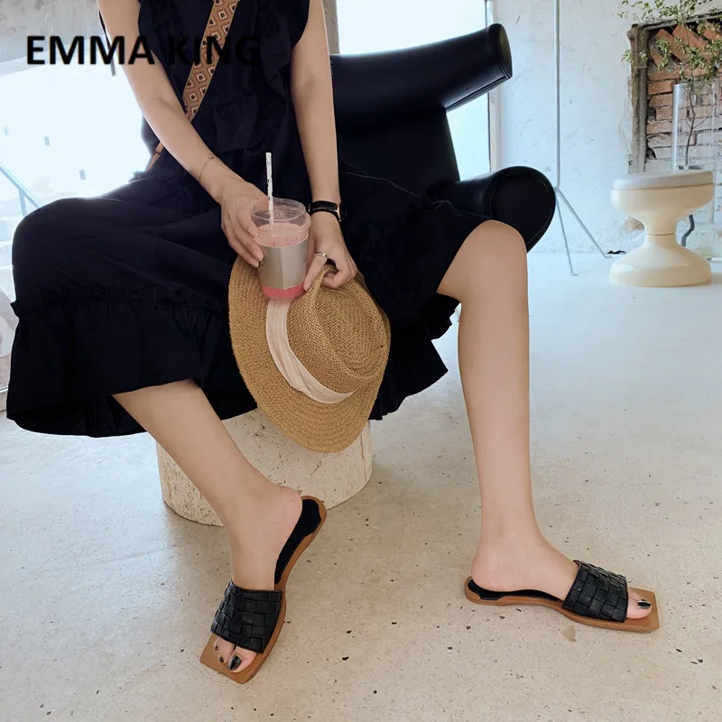 Кожаные летние шлепанцы с квадратным носком; женские дизайнерские вьетнамки на каблуке «рюмочка»; Модные женские вечерние шлепанцы; коллекция года - Цвет: Style 14