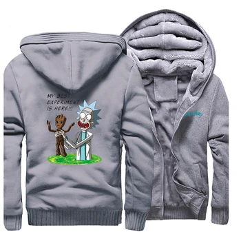 

Rick and morty Groot printed Coat casual Mens Sweatshirt Hoodies men Thick Warm Hoodie Fashion Brand Jacket Winter Streetwear