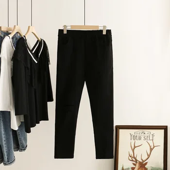 

Plus Fat Increase Code Women's Wear Loading 200 Jin Fat Mm Slim Fit Slim Hole Feet Pants 7725