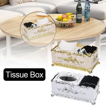 

European Retro Tissue Box Multi-function Remote Control Storage Box Hotel Tray Decoration Home Desktop Storage Organization