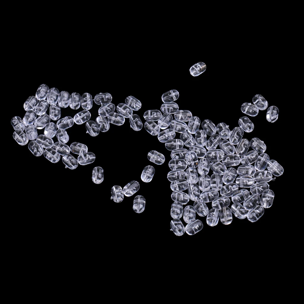 100Pcs/200Pcs Transparent Fishing Beads Plastic Oval 6mm or 8mm Beads Double Pearl Drill Cross Hole Sea Fishing Tackle